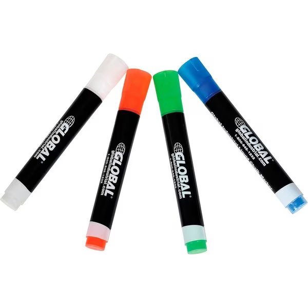 Wet Erase Chalk Markers, Assorted Colors, 4PK, Global Industrial, Mfr#: 695694